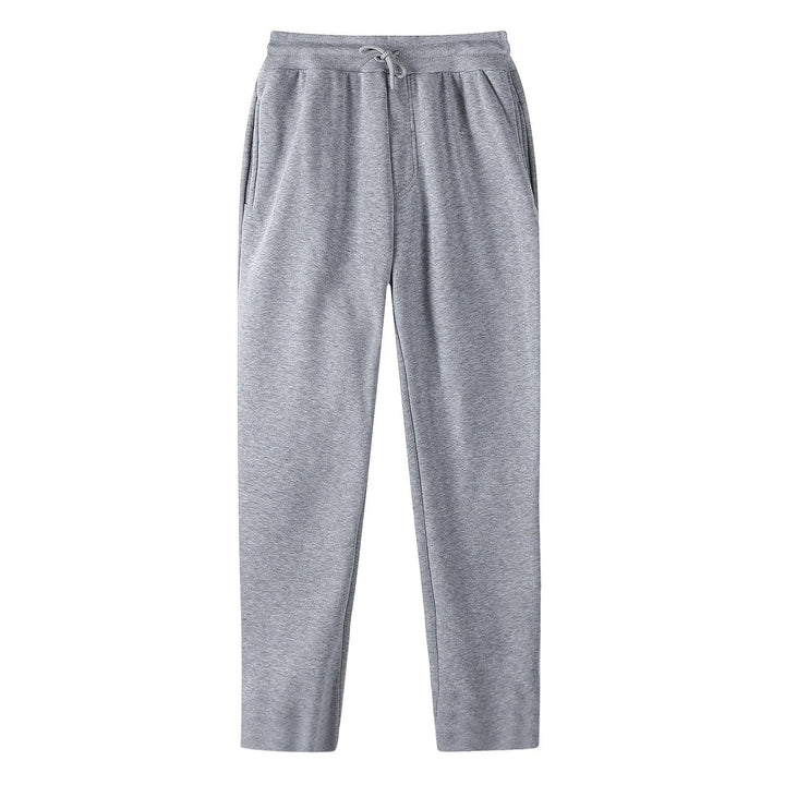 Men's Straight-cut Sweatpants made of Mottled Cotton Blend with Elastic Waistband, Drawstring, and Side Pockets