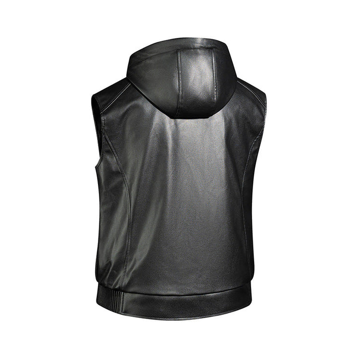 Men's Fashion Faux Leather Hooded Vest
