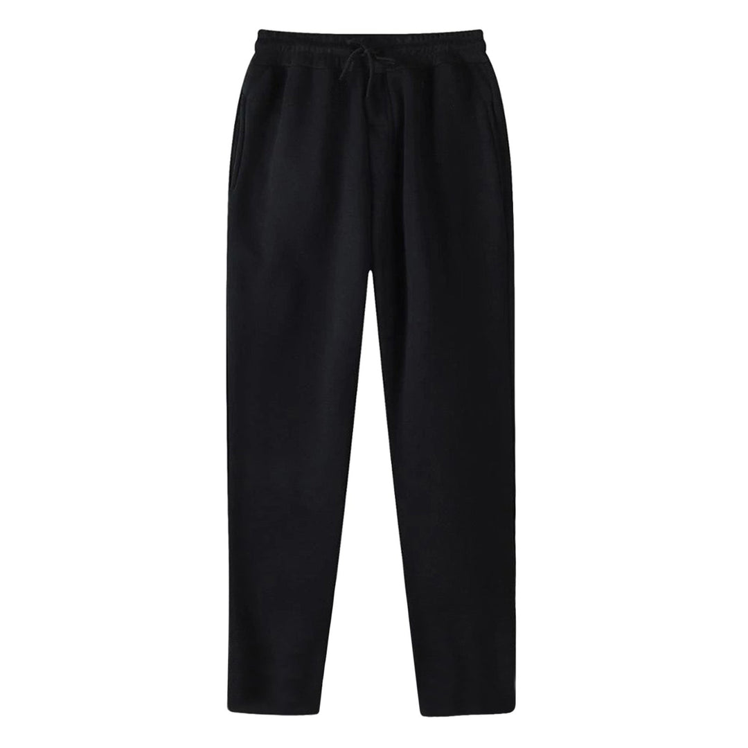Men's Straight-cut Sweatpants made of Mottled Cotton Blend with Elastic Waistband, Drawstring, and Side Pockets
