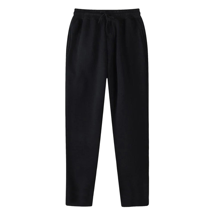 Men's Straight-cut Sweatpants made of Mottled Cotton Blend with Elastic Waistband, Drawstring, and Side Pockets