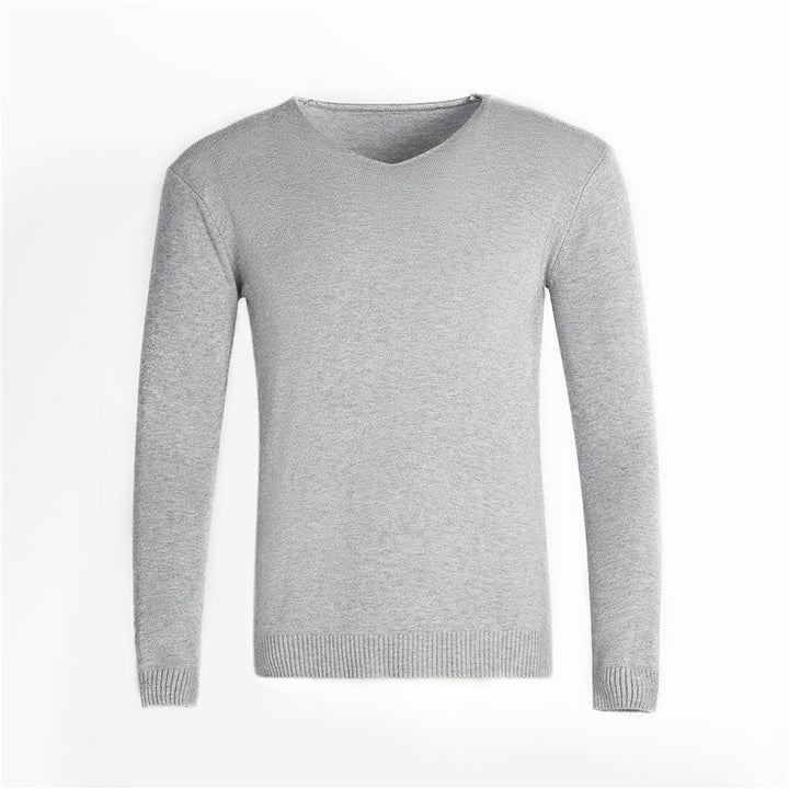 Men's Fine V-neck Sweater made of Cotton-merino Blend with a Slim Silhouette