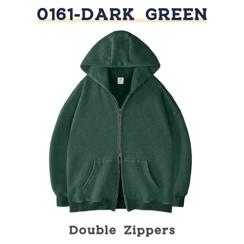 Unisex Oversized Hoodie Jacket with Double Zipper and Kangaroo Pockets