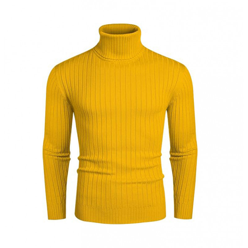 Men's Ribbed Fine-knit Turtleneck Sweater Slim Fit