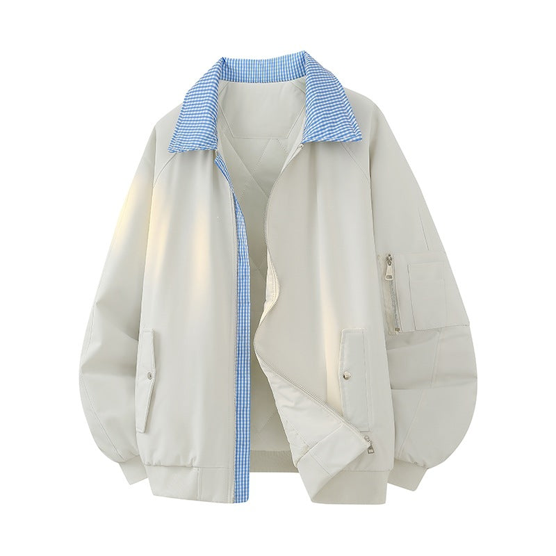 Men's Oversized Bomber Jacket with Quilted Thermal Inner Filling, Checked Inner Collar & Arm Pocket