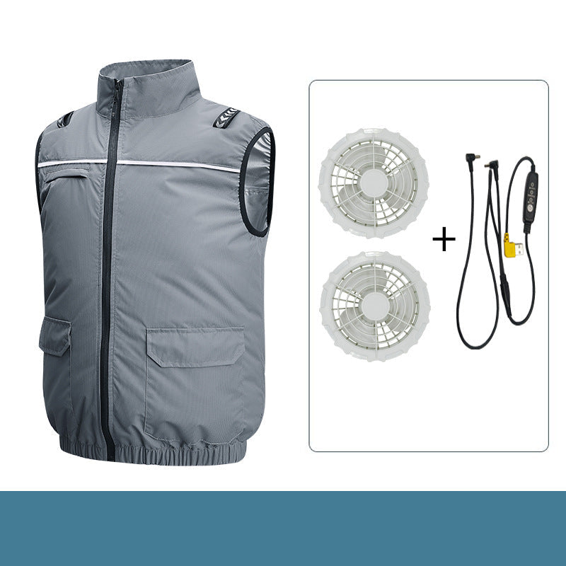 Unisex Lightweight Cooling Work Vest with Integrated Fans and External Battery