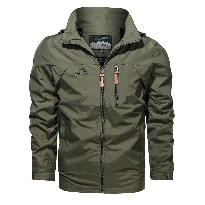 Men's Lightweight Outdoor Jacket Windbreaker with Water-repellent Coating and Breathable Mesh Lining