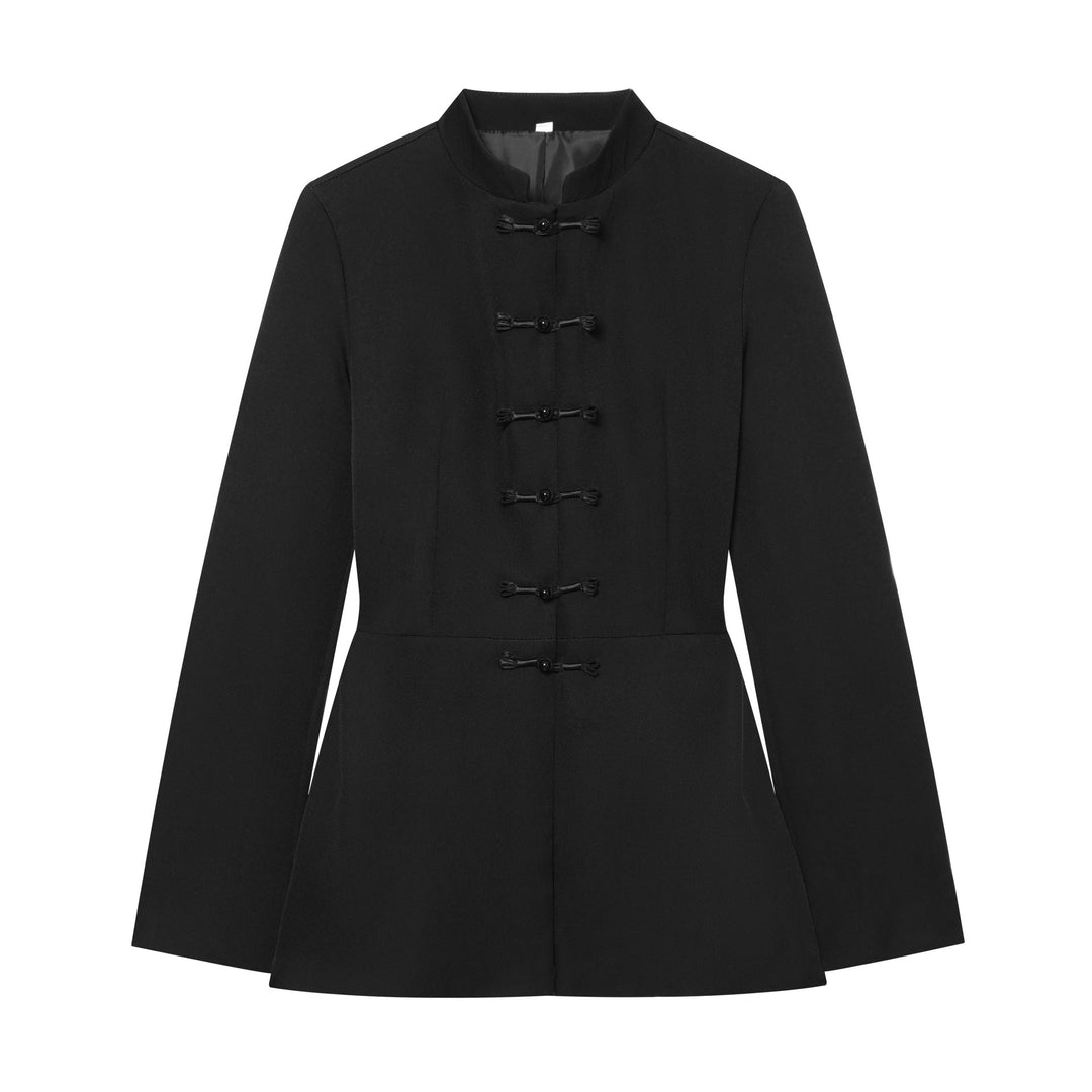 Women's Jacket with Stand-up Collar and Chinese Toggle Closures