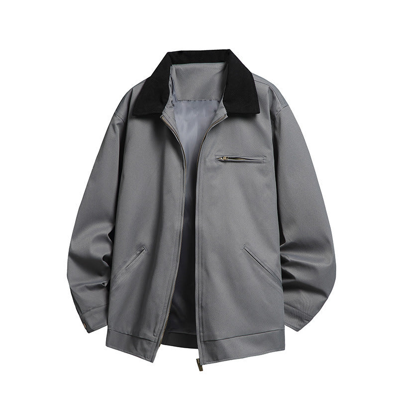 Men's Fashionable Transitional Jacket with High Collar and Practical Pockets