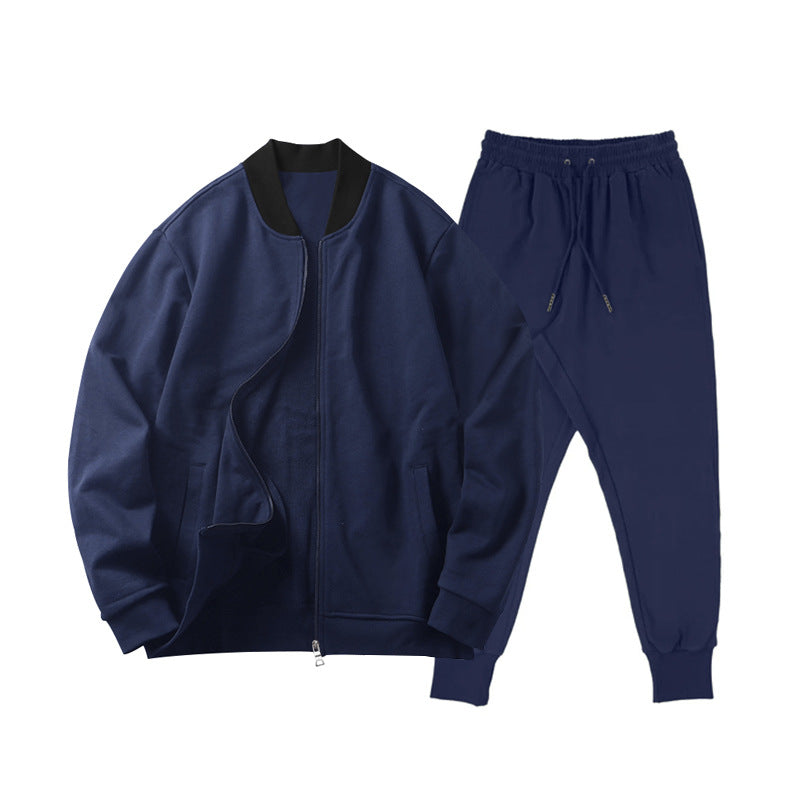 Men's Casually Cut Sweat Set with Zip Bomber Jacket and Tapered Jogging Pants made of Soft Cotton Fleece