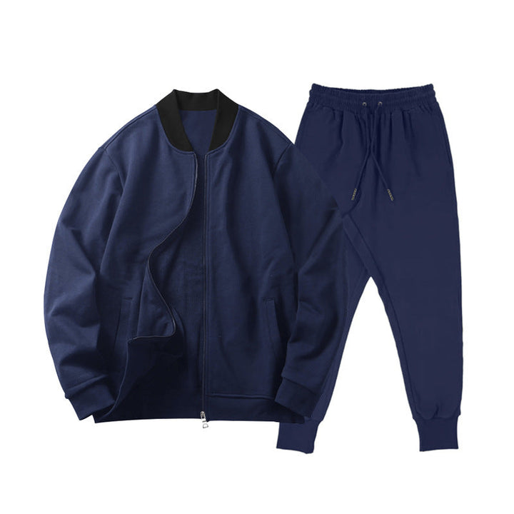 Men's Casually Cut Sweat Set with Zip Bomber Jacket and Tapered Jogging Pants made of Soft Cotton Fleece