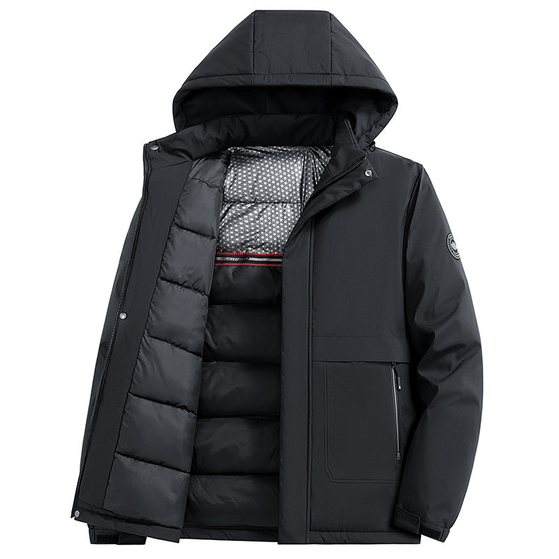 Men's Water-Repellent Winter Parka with Thermo-Reflective Quilted Lining and Hood