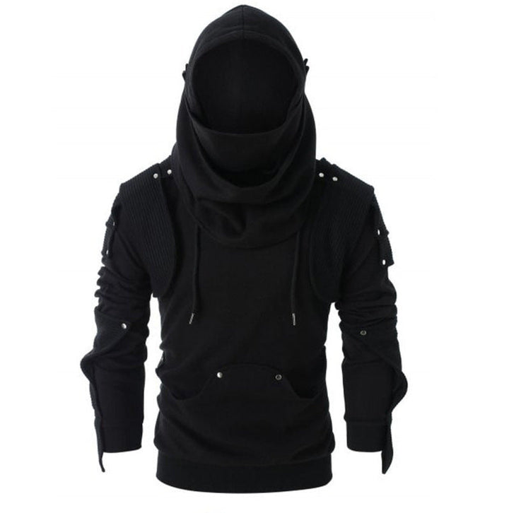 Men's Stylish Hoodie with Innovative Collar and Practical Pockets