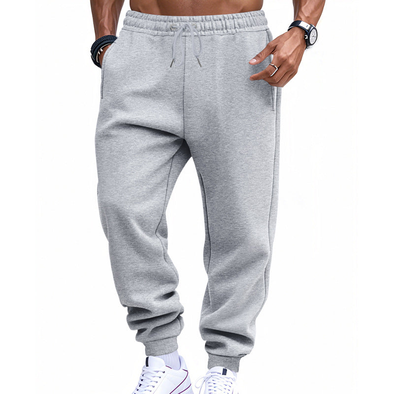 Men's Sporty Sweat Jogging Pants with Elastic Tunnel Drawstring Waist, Ribbed Cuffs, and Deep Side Pockets