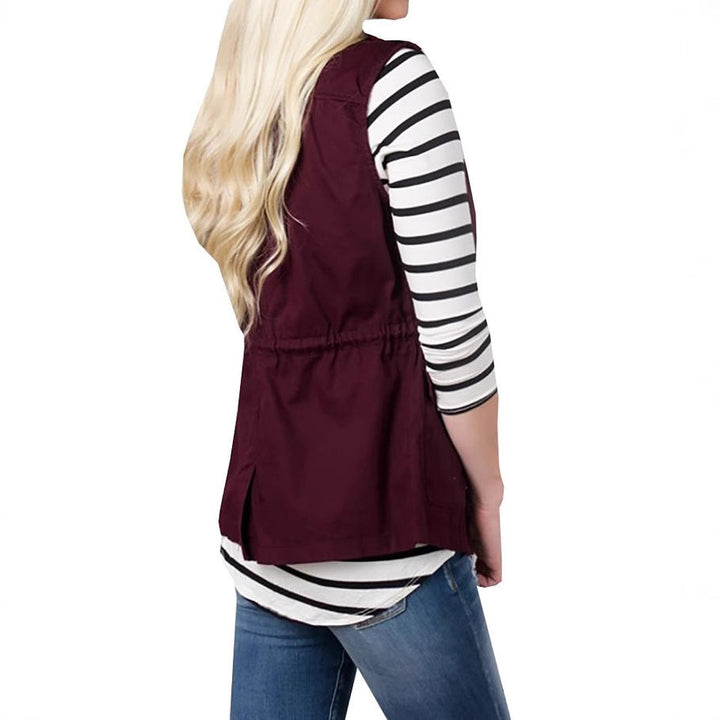 Women's Utility Vest with Drawstring, Hood and Patch Pockets
