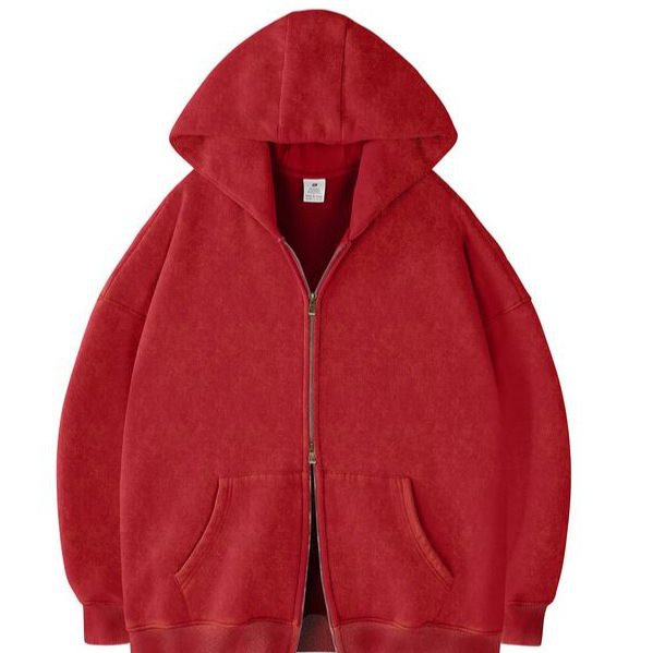 Unisex Oversized Hoodie Jacket with Double Zipper and Kangaroo Pockets