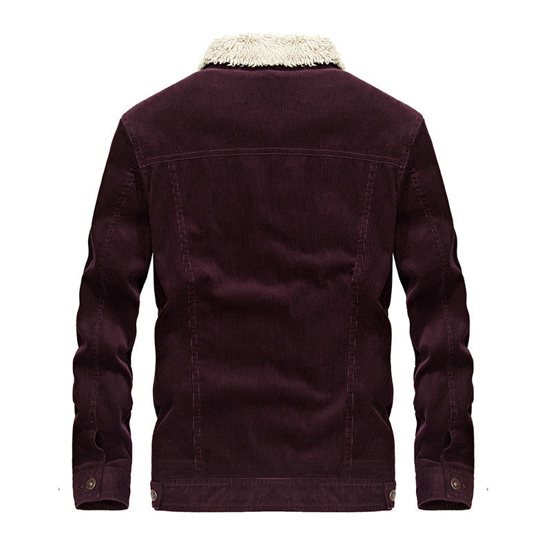 Men's Trucker Cord Jacket with Teddy Lining and Patch Chest Pockets