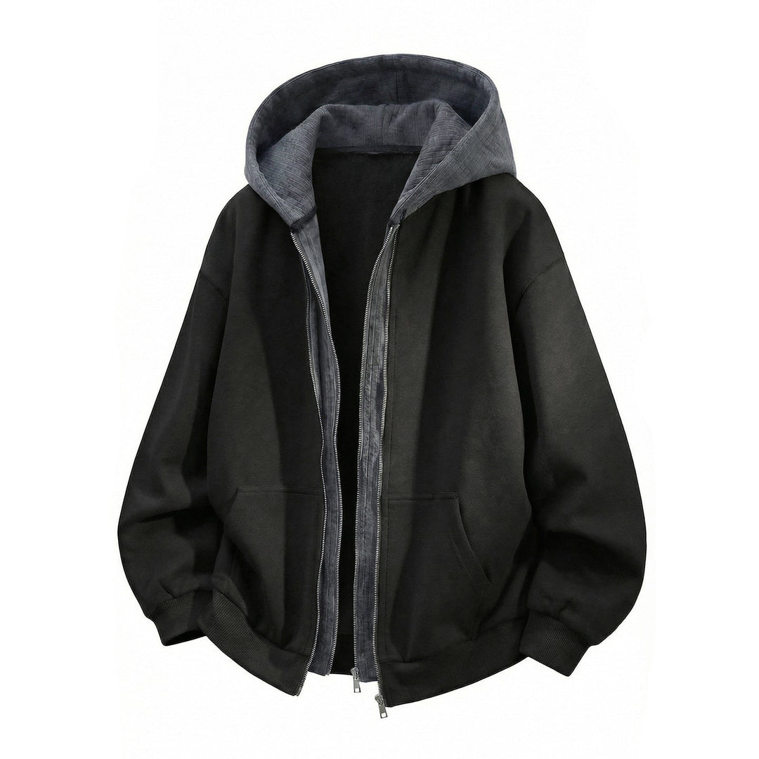 Unisex Oversized Hoodie with Double Zipper and Kangaroo Pocket