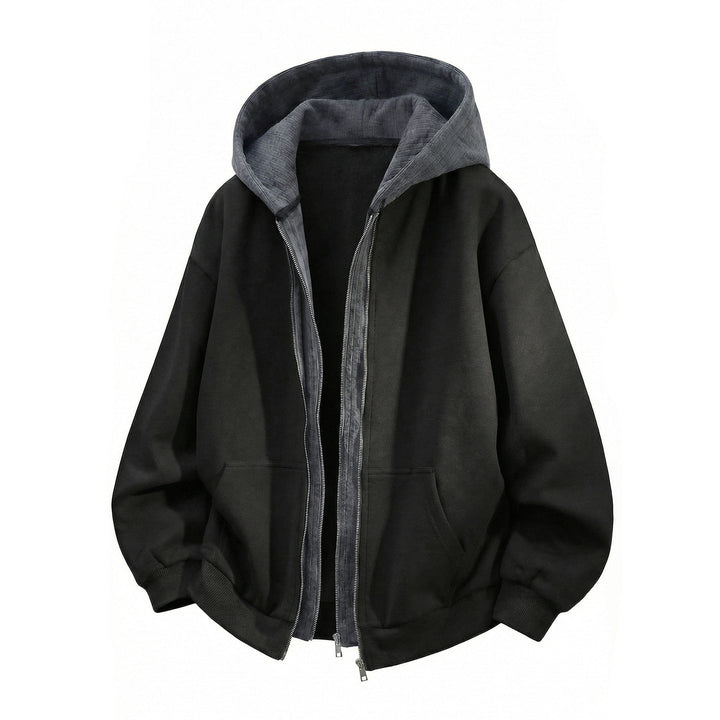Unisex Oversized Hoodie with Double Zipper and Kangaroo Pocket