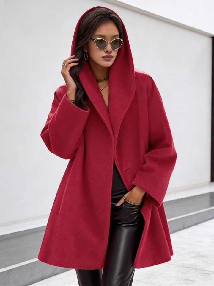 Windproof Women's Coat with Shawl Collar