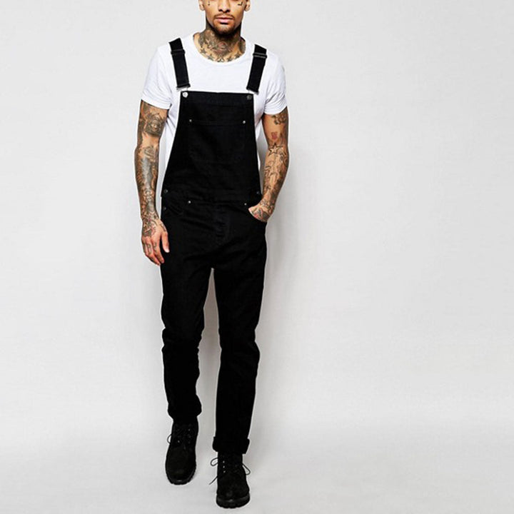 Men's Casual Denim Overalls with Adjustable Straps and Modern Fit