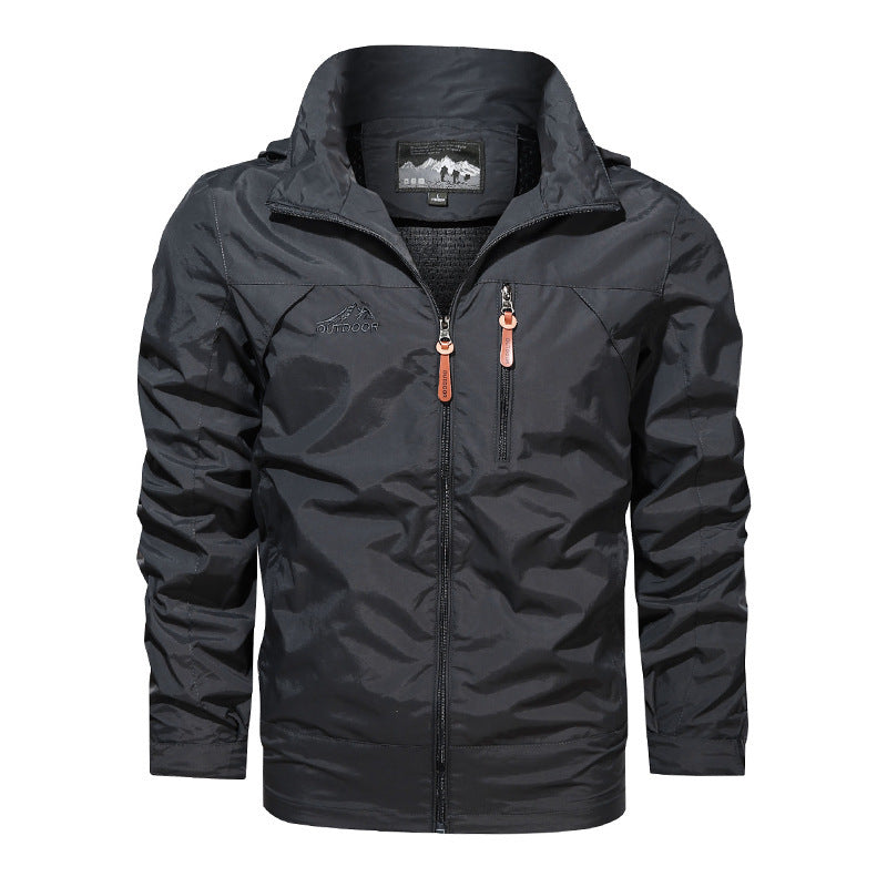 Men's Lightweight Outdoor Jacket Windbreaker with Water-repellent Coating and Breathable Mesh Lining