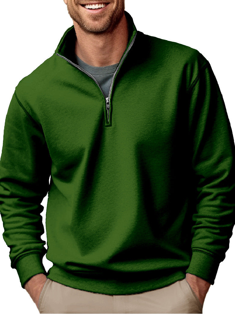 Men's Half-zip Sweatshirt with Stand-up Collar and Soft Fleece Interior Lining
