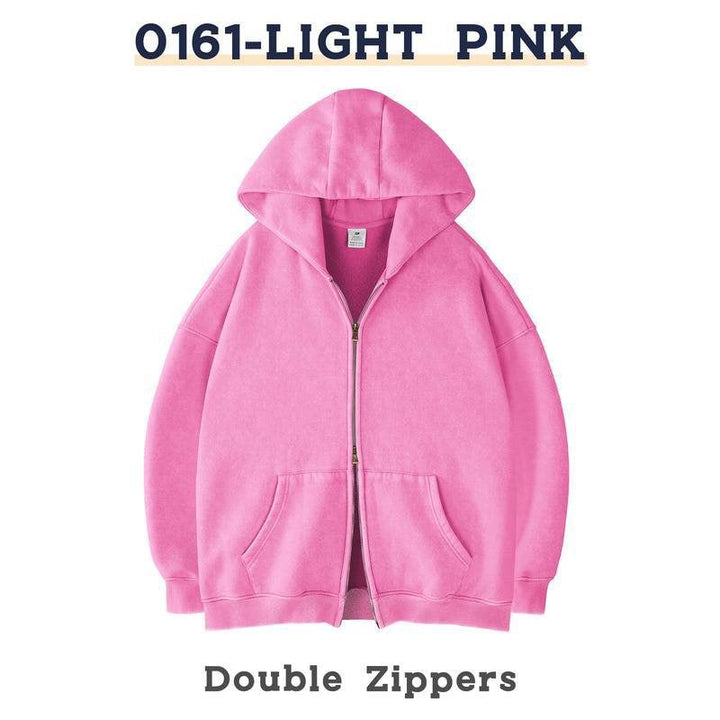 Unisex Oversized Hoodie Jacket with Double Zipper and Kangaroo Pockets