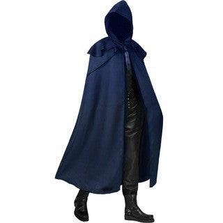 Unisex Long Hooded Cape with Wide Drape, Detachable Shoulder Cape and Concealed Tying System