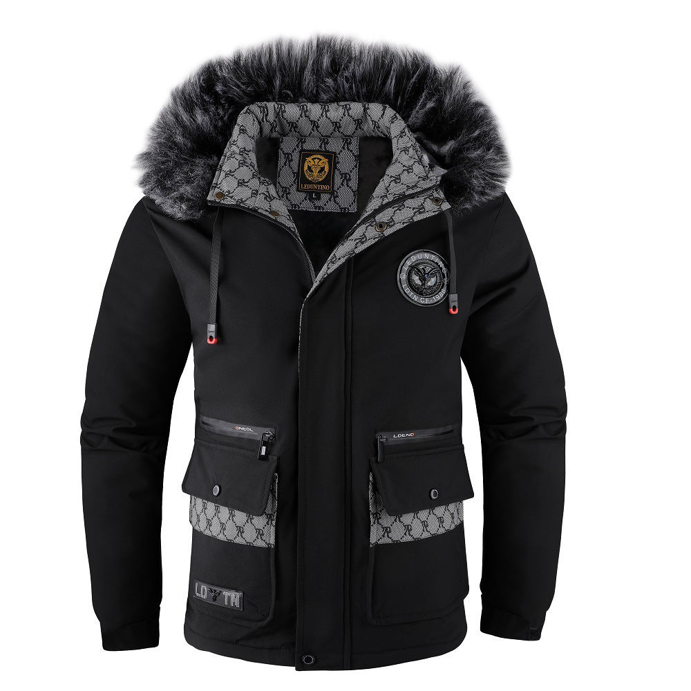 Men's Urban Thermal Parka with Removable Faux Fur Hood, Quilted Inner Lining and Multifunctional Front Pockets