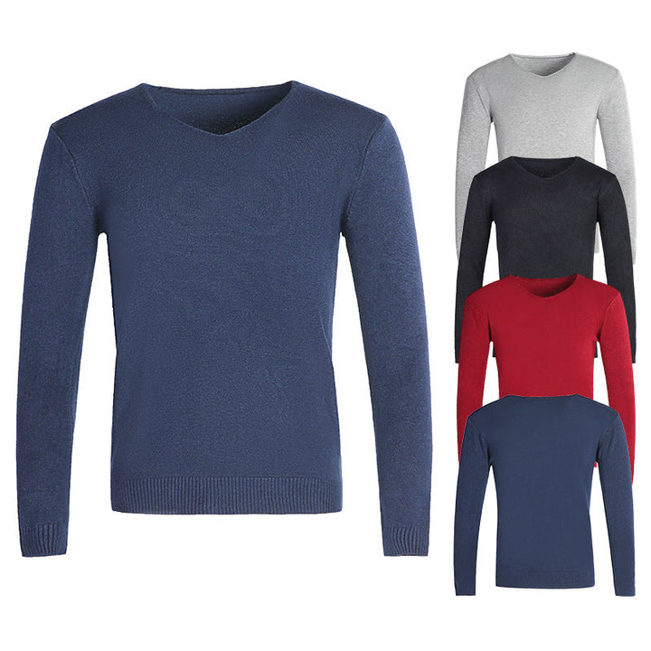 Men's Fine V-neck Sweater made of Cotton-merino Blend with a Slim Silhouette