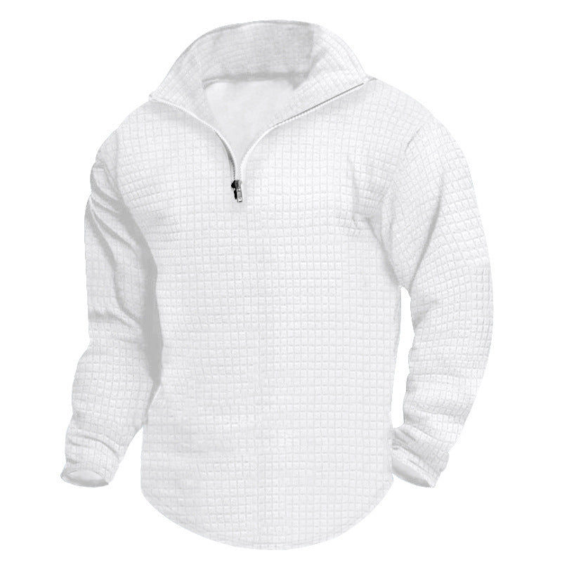 Men's Padded Thermal Half-zip with Waffle Texture, Brushed Lining, and Rounded Hem