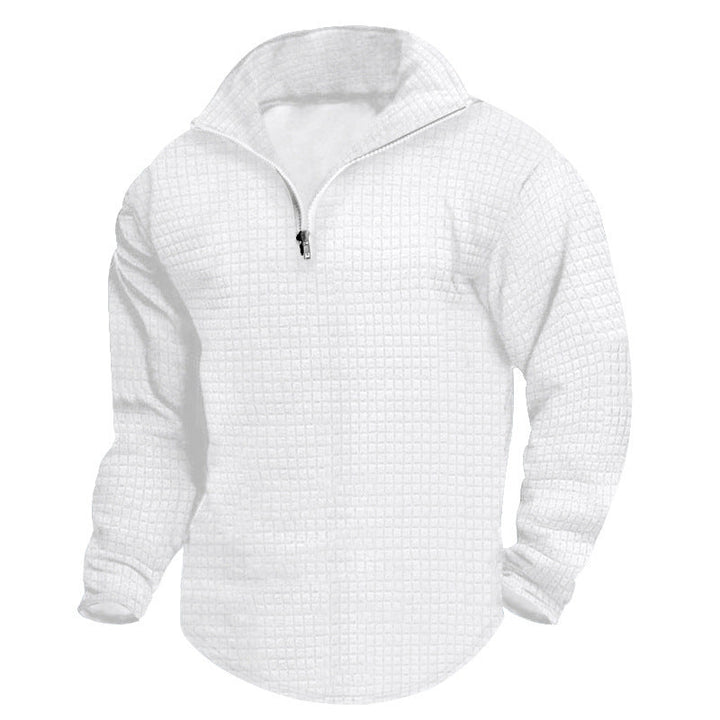 Men's Padded Thermal Half-zip with Waffle Texture, Brushed Lining, and Rounded Hem