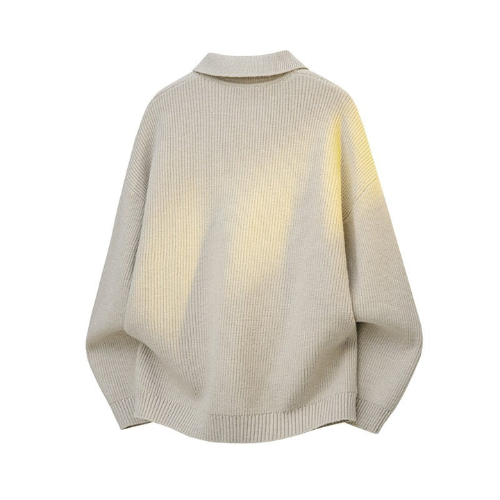 Women's Oversize Knit Polo with Open V-Neck, Raglan Sleeves & Extended Back Hem