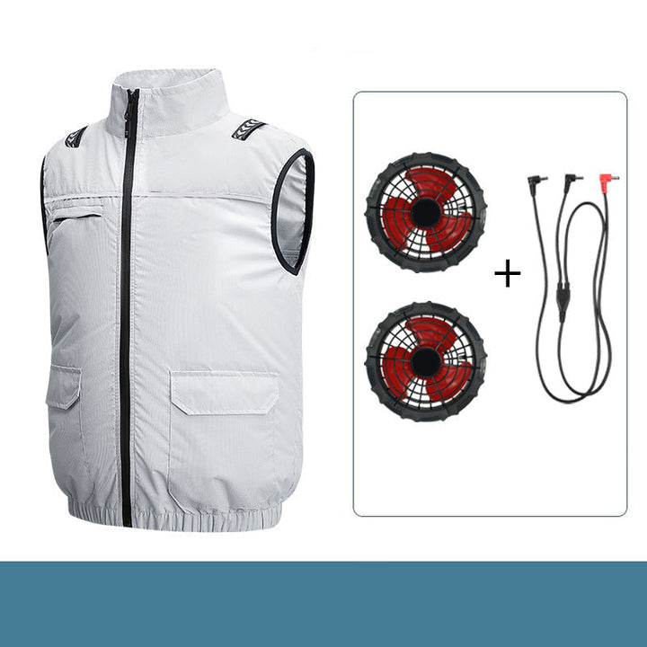 Unisex Lightweight Cooling Work Vest with Integrated Fans and External Battery