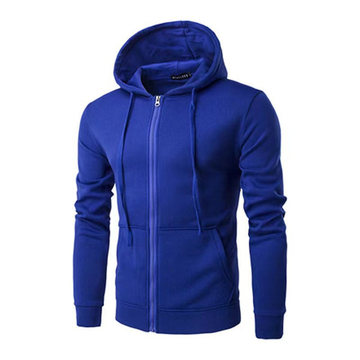 Men's Slim-fit Zip Hoodie Jacket with Soft Fleece Lining and Kangaroo Pockets