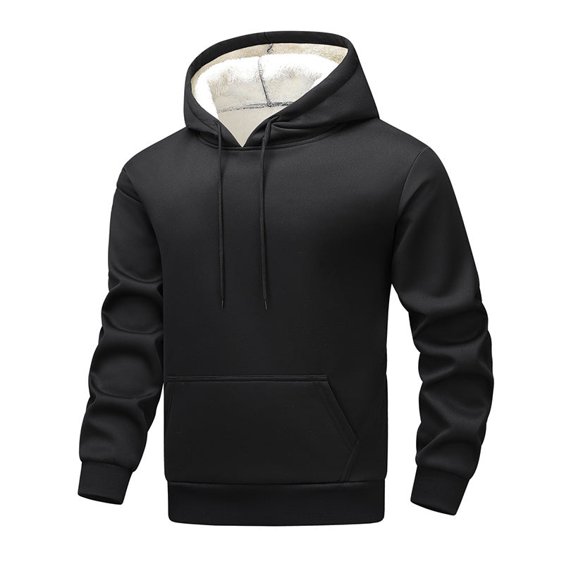 Men's Fleece Hoodie with Sherpa Lining and Kangaroo Pocket