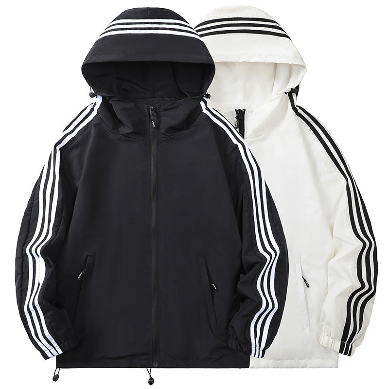 Men's Sporty Transitional Jacket with Hood and Reflective Accents