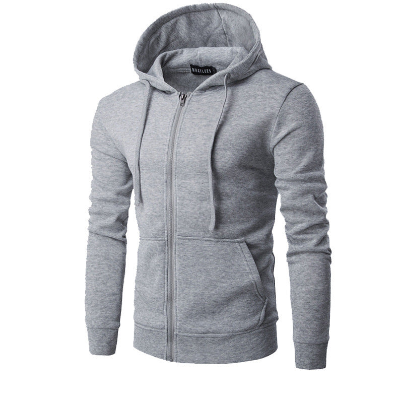 Men's Slim-fit Zip Hoodie Jacket with Soft Fleece Lining and Kangaroo Pockets