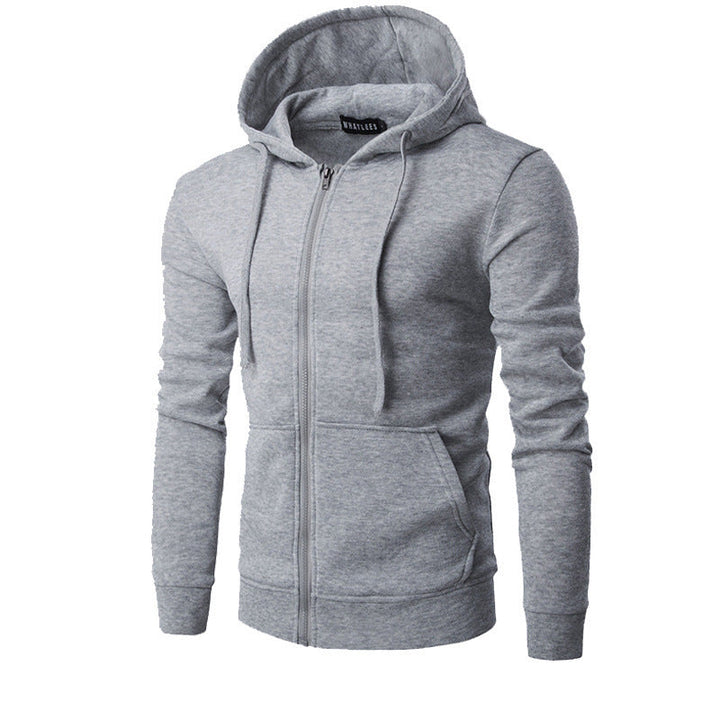 Men's Slim-fit Zip Hoodie Jacket with Soft Fleece Lining and Kangaroo Pockets