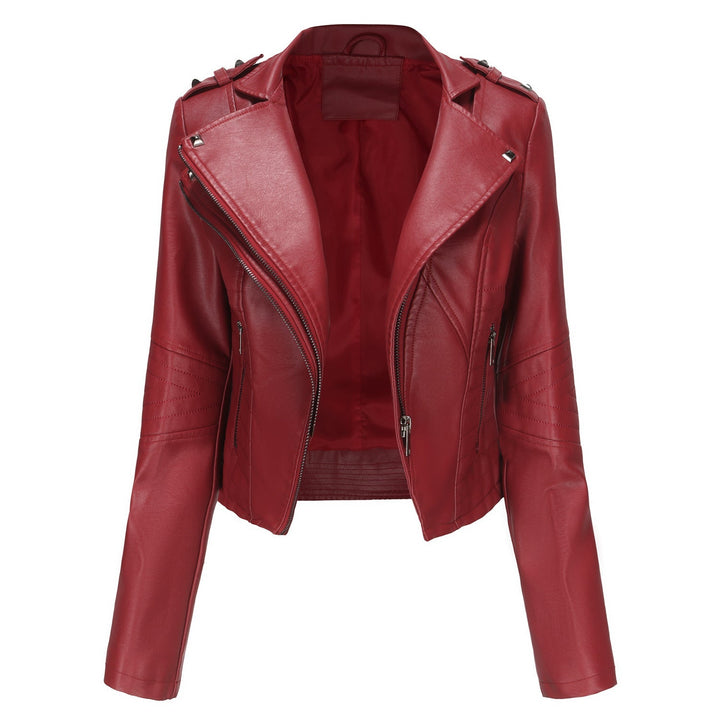 Women Stylish Biker Jacket with Asymmetrical Zipper and Detail Seams