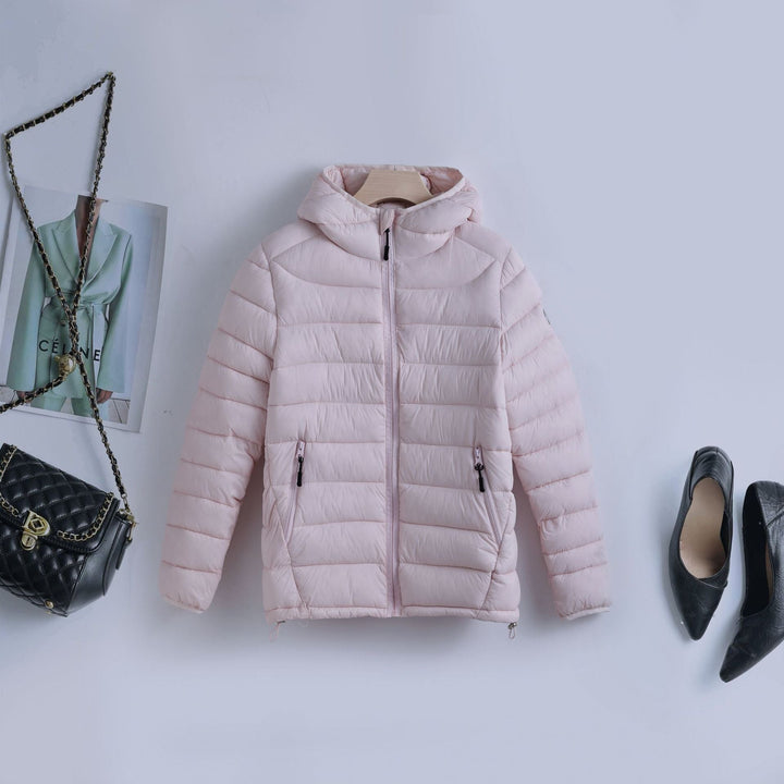 Women's Nano Ultralight Quilted Hooded Jacket with Thermal Insulating Filling and Adjustable Drawstring