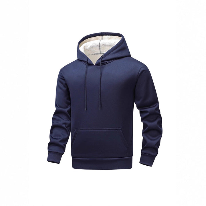 Men's Fleece Hoodie with Sherpa Lining and Kangaroo Pocket