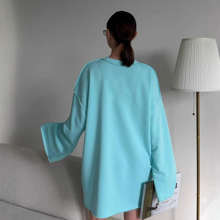Women Oversized Sweater Dress with Wide Trumpet Sleeves