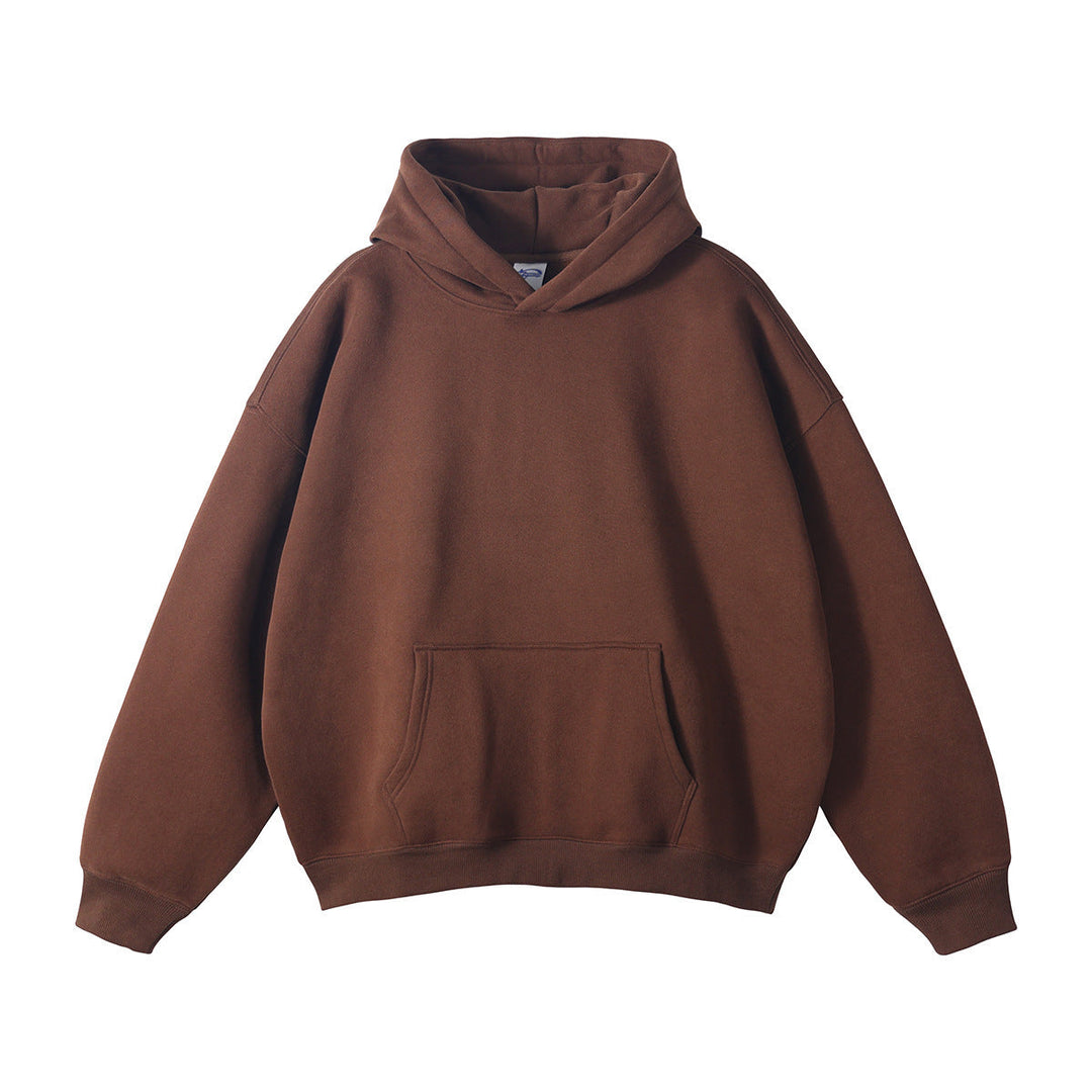 Unisex Wide-cut Hoodie with Dropped Shoulders, Kangaroo Pocket, and Ribbed Cuffs