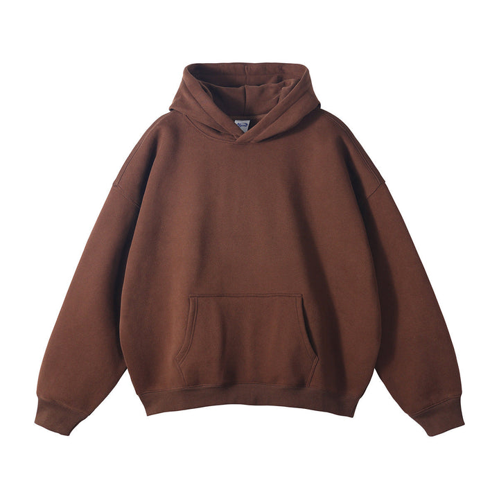 Unisex Wide-cut Hoodie with Dropped Shoulders, Kangaroo Pocket, and Ribbed Cuffs