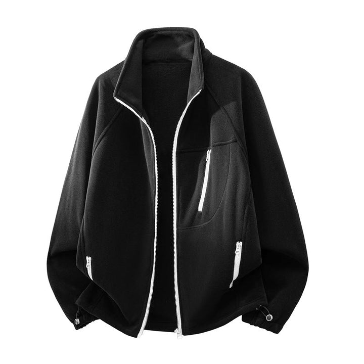 Unisex Functional Microfleece Performance Jacket with Stand-up Collar, Chest Zipper and Ergonomic Raglan Sleeves