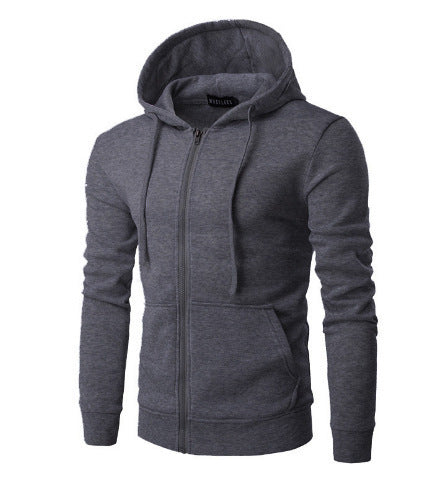 Men's Slim-fit Zip Hoodie Jacket with Soft Fleece Lining and Kangaroo Pockets