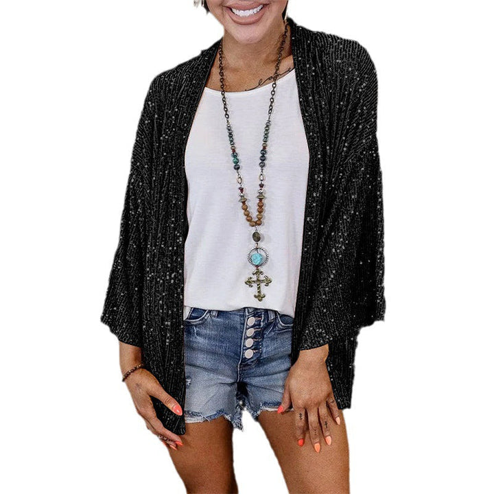 Women Glamorous Cardigan with Sequins and Loose Fit
