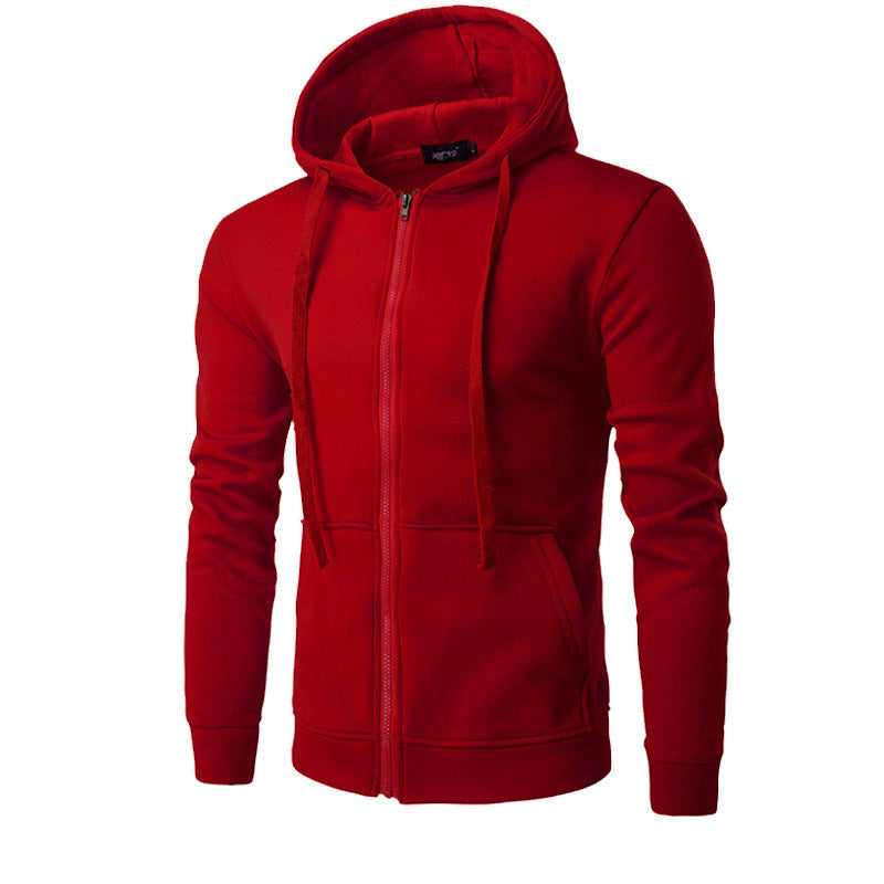 Men's Slim-fit Zip Hoodie Jacket with Soft Fleece Lining and Kangaroo Pockets