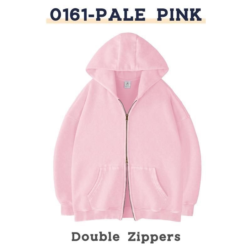 Unisex Oversized Hoodie Jacket with Double Zipper and Kangaroo Pockets